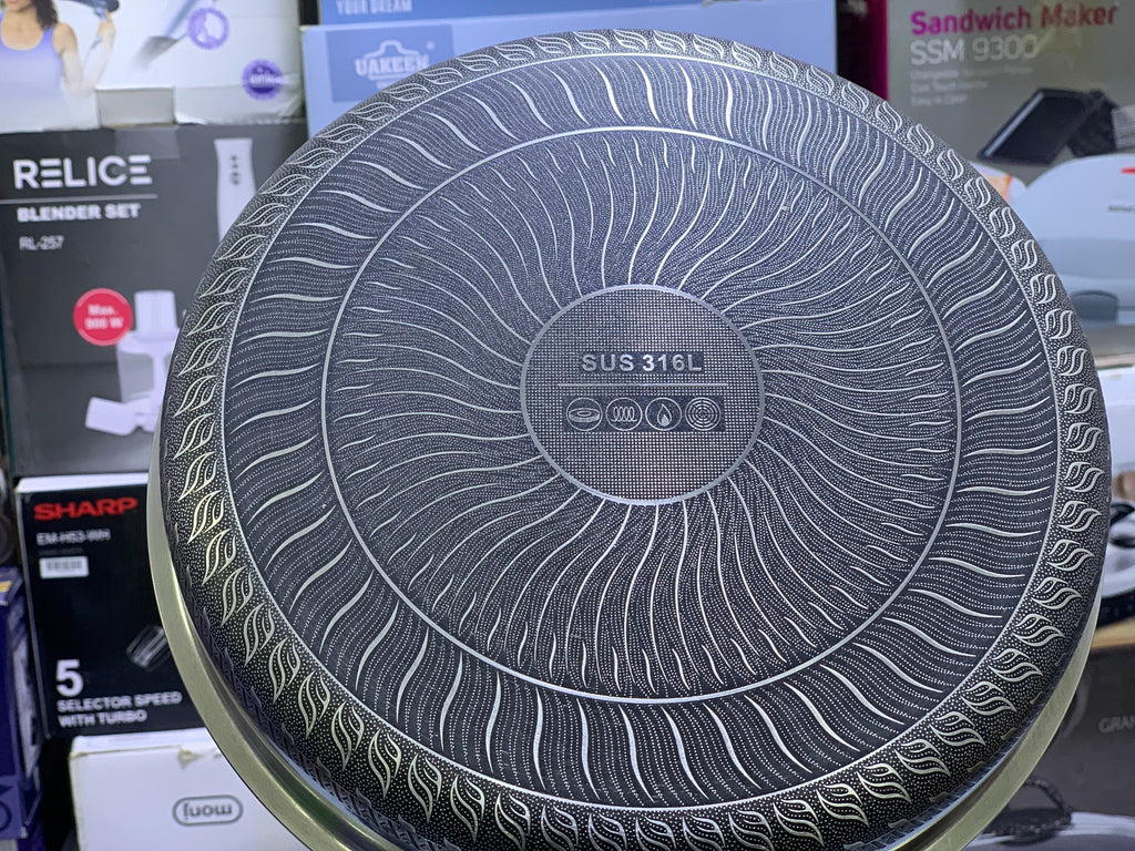 Laser Coated Frying Pan with Lid and Special Handle Opening key