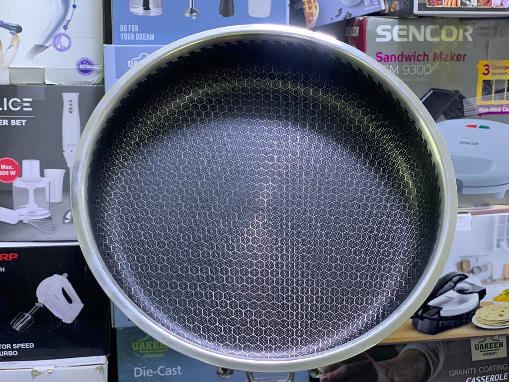 Laser Coated Frying Pan with Lid and Special Handle Opening key